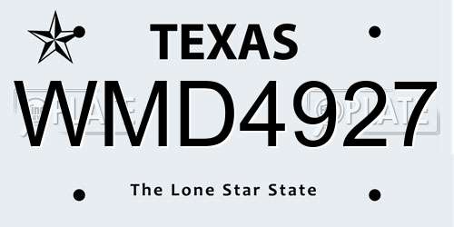 WMD4927 Texas License Plate