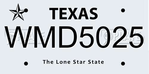 WMD5025 Texas License Plate