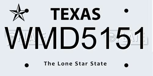 WMD5151 Texas License Plate