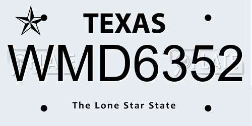 WMD6352 Texas License Plate