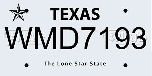 WMD7193 Texas License Plate