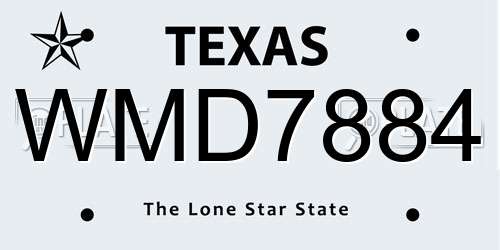 WMD7884 Texas License Plate