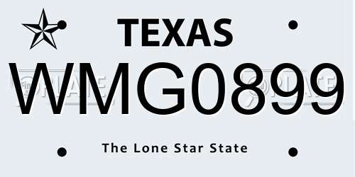 WMG0899 Texas License Plate