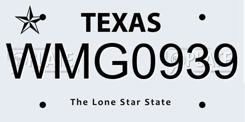 WMG0939 Texas License Plate