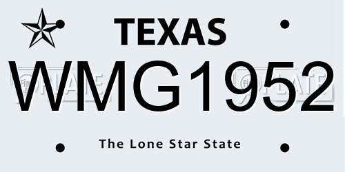 WMG1952 Texas License Plate
