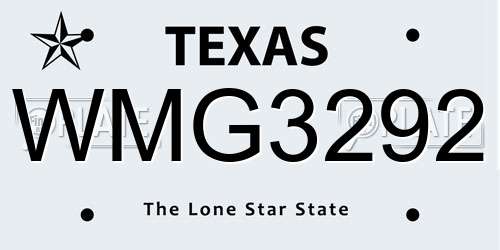 WMG3292 Texas License Plate
