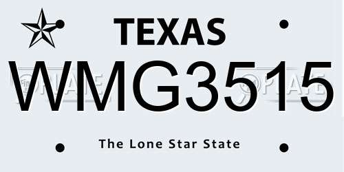 WMG3515 Texas License Plate