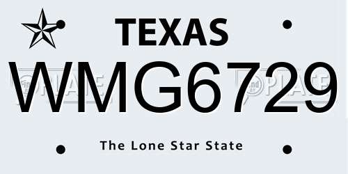 WMG6729 Texas License Plate