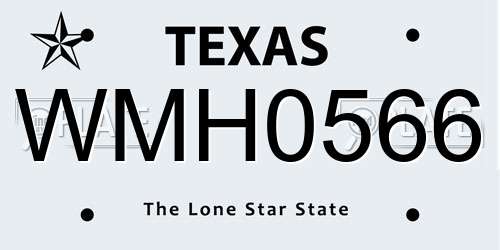 WMH0566 Texas License Plate
