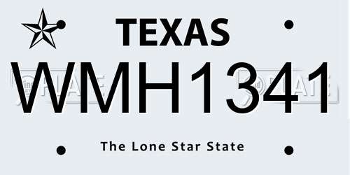 WMH1341 Texas License Plate