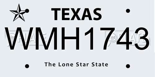 WMH1743 Texas License Plate