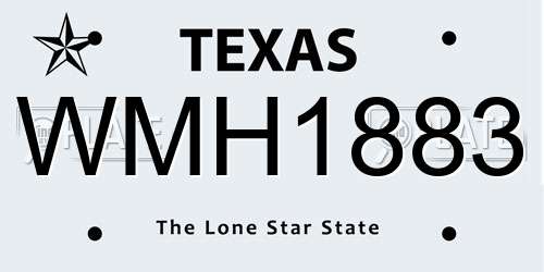 WMH1883 Texas License Plate
