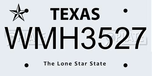 WMH3527 Texas License Plate