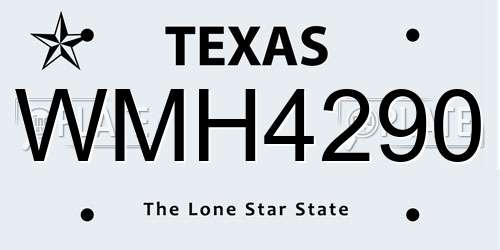 WMH4290 Texas License Plate