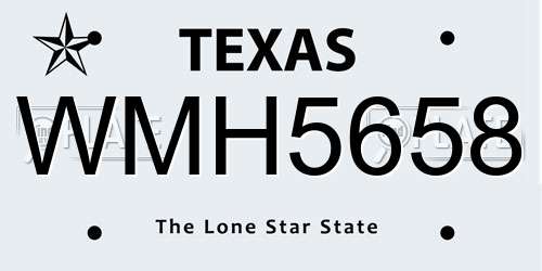WMH5658 Texas License Plate