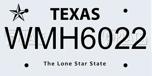 WMH6022 Texas License Plate