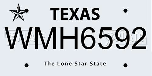 WMH6592 Texas License Plate