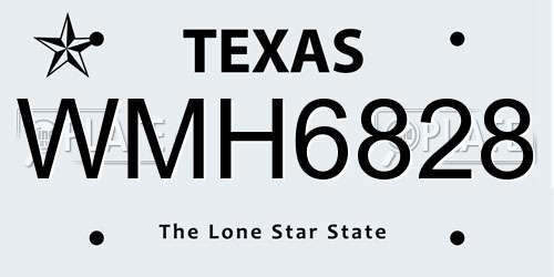 WMH6828 Texas License Plate