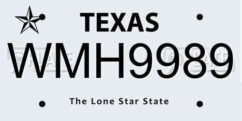 WMH9989 Texas License Plate