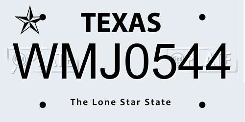 WMJ0544 Texas License Plate
