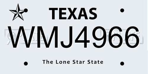 WMJ4966 Texas License Plate