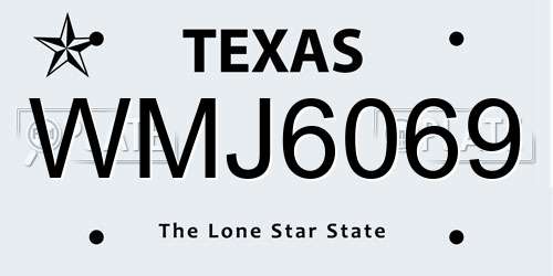 WMJ6069 Texas License Plate