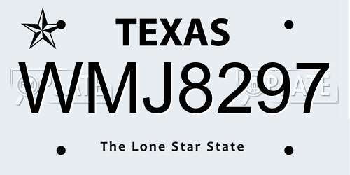 WMJ8297 Texas License Plate