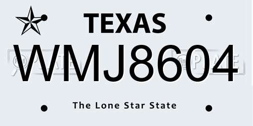 WMJ8604 Texas License Plate