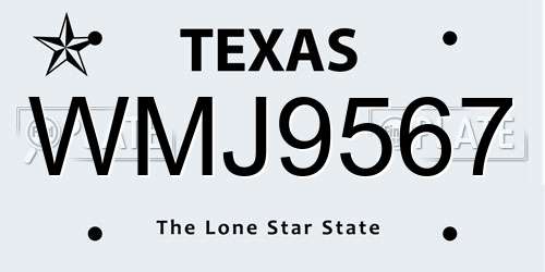 WMJ9567 Texas License Plate