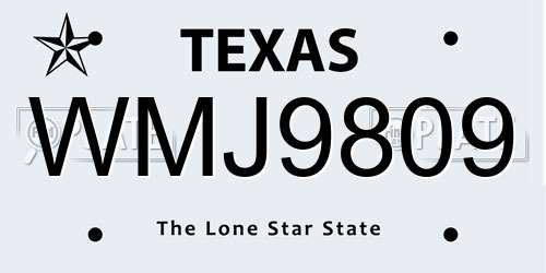 WMJ9809 Texas License Plate