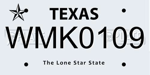 WMK0109 Texas License Plate