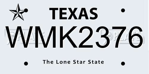 WMK2376 Texas License Plate