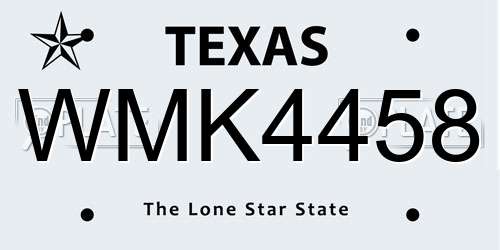WMK4458 Texas License Plate