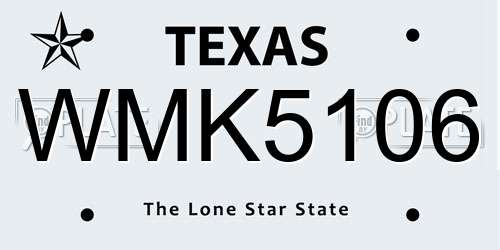WMK5106 Texas License Plate