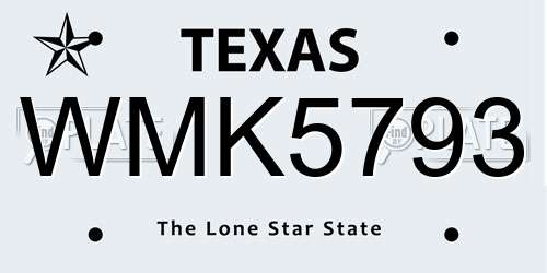 WMK5793 Texas License Plate