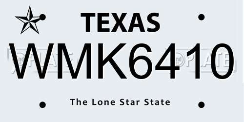 WMK6410 Texas License Plate