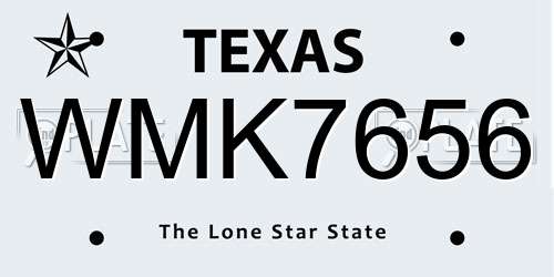 WMK7656 Texas License Plate