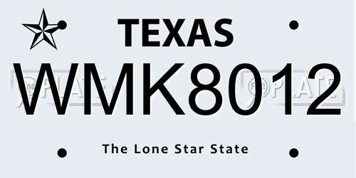 WMK8012 Texas License Plate