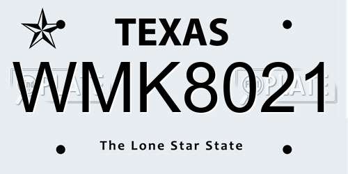 WMK8021 Texas License Plate