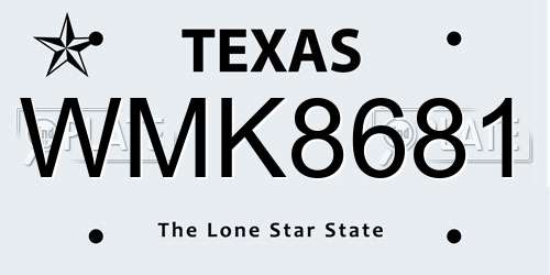 WMK8681 Texas License Plate