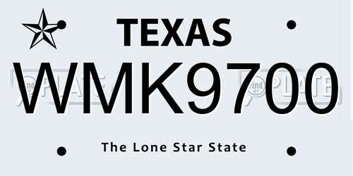 WMK9700 Texas License Plate