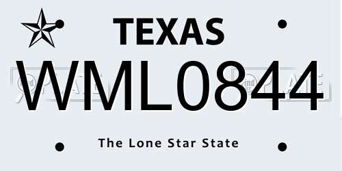 WML0844 Texas License Plate