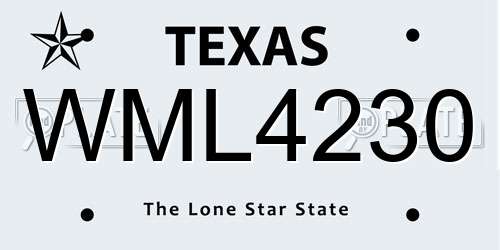 WML4230 Texas License Plate