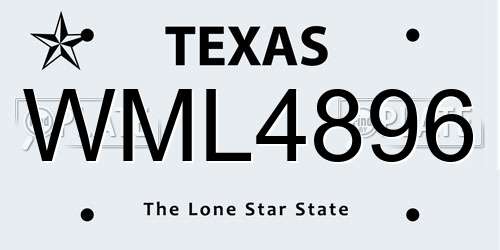 WML4896 Texas License Plate
