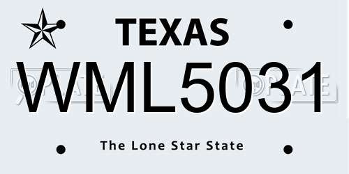 WML5031 Texas License Plate