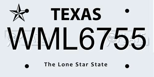 WML6755 Texas License Plate