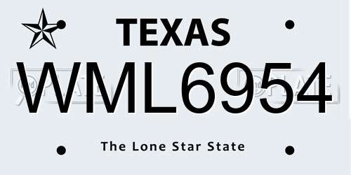 WML6954 Texas License Plate