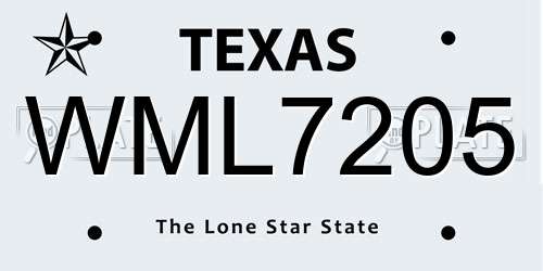WML7205 Texas License Plate