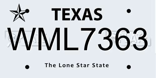 WML7363 Texas License Plate