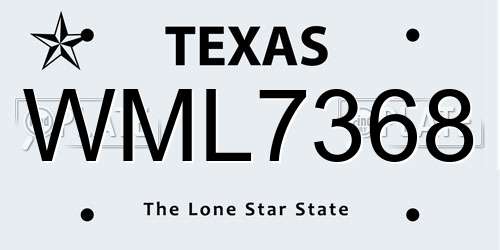 WML7368 Texas License Plate